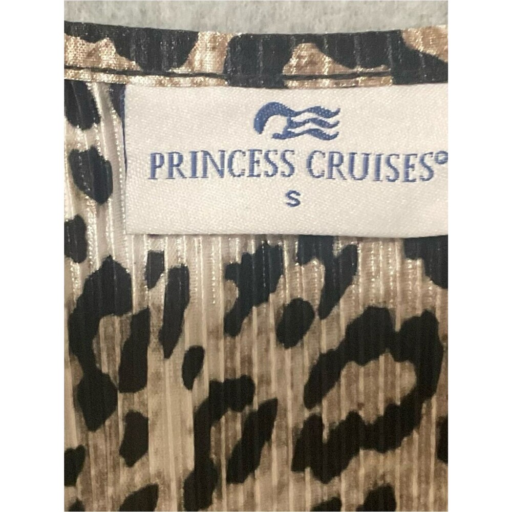 Princess Cruises Leopard Print V-Neck Bell Sleeve Women's Top - Tan/Black Sz S - Picture 4 of 11
